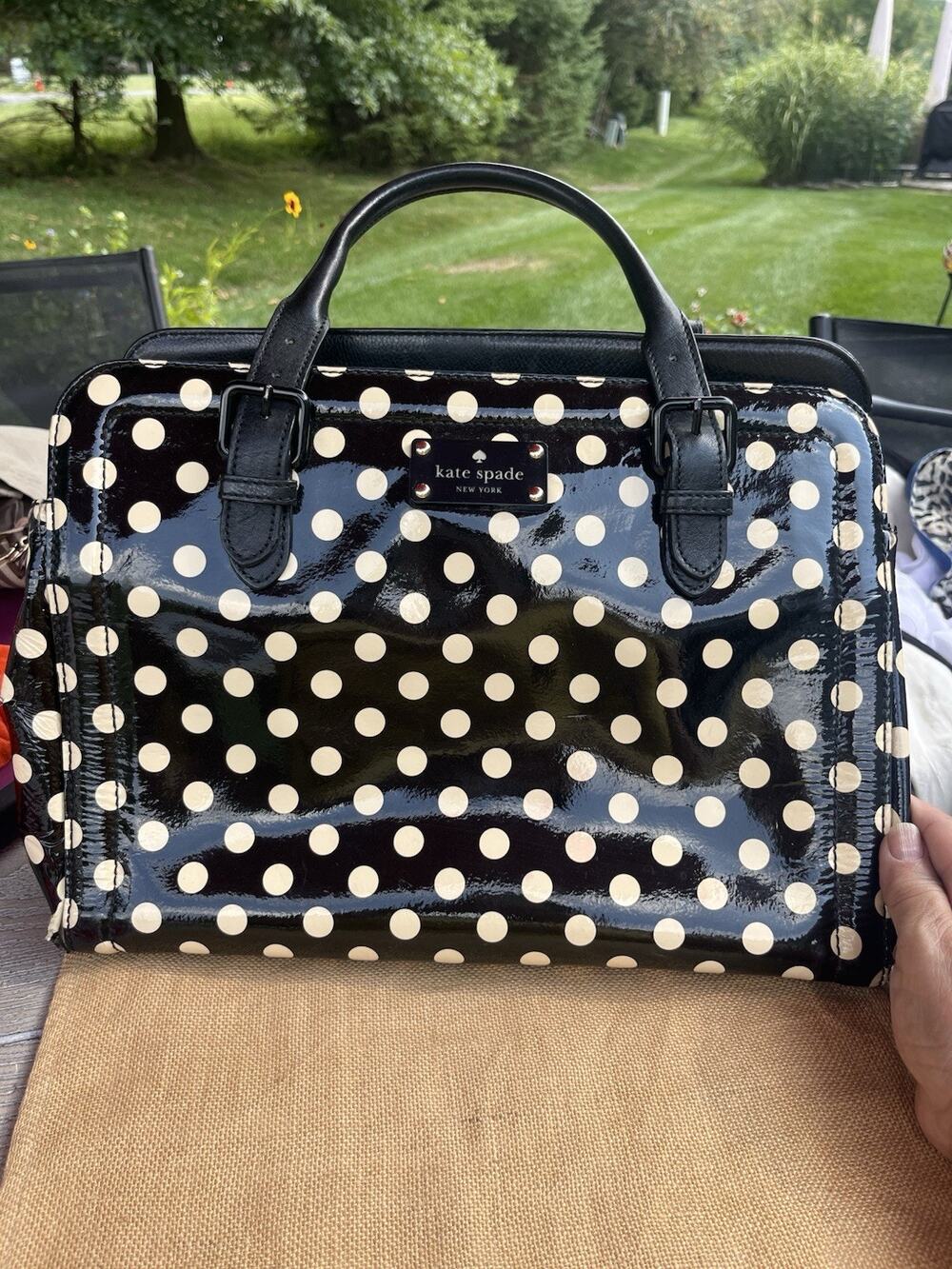 Kate Spade Polka Dot Patent Leather Med Shoulder Satchel Bag